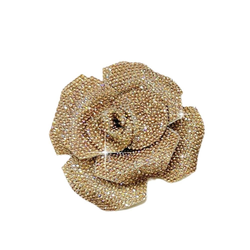 3D Rose Rhinestone Flower Patches DIY Craft Embellishment Rose Brooch Fabrics Sparkling Flower Brooch Fabrics Sewing Supplies жёлтый