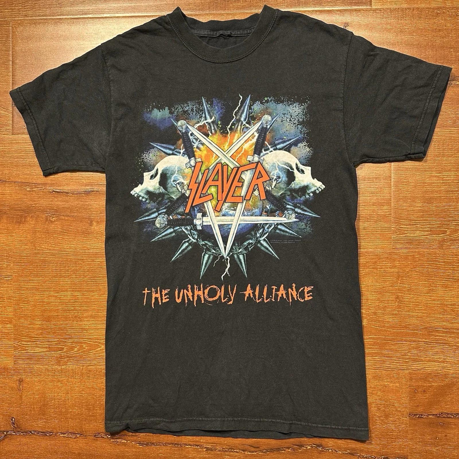 Vintage Slayer The Unholy Alliance T Shirt Mens XS Black Metal Band Tour 2006 XL