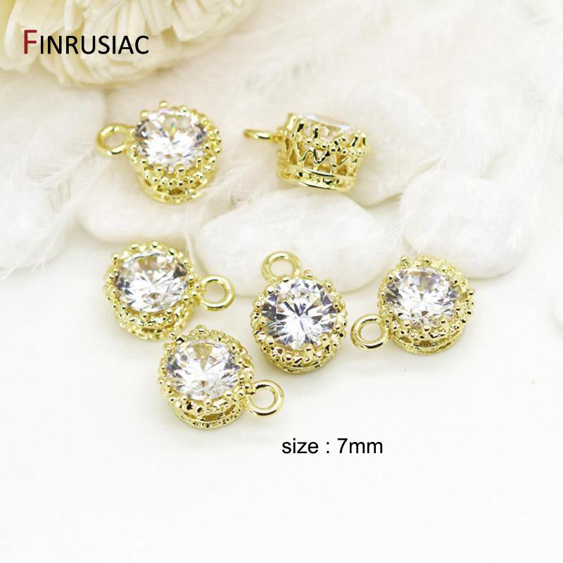 

6 Types 14K Gold Plated Brass Zircon Rhinestone Pendants Charms,Jewelry Making For DIY Necklace Earrings Findings Accessories