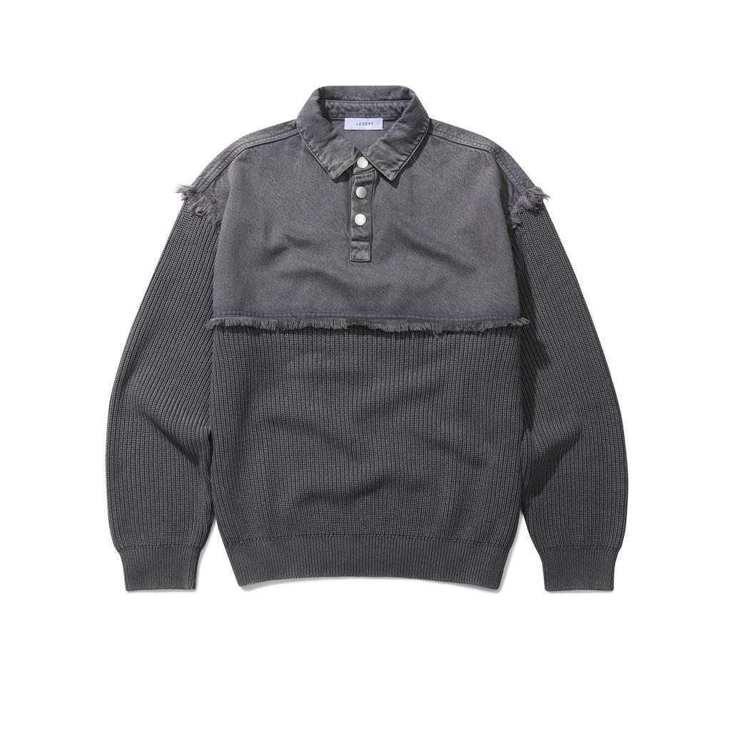 LEDEPT [Zhivanov X Le Dept] Garment Denim Collar Knit [3 Colors]