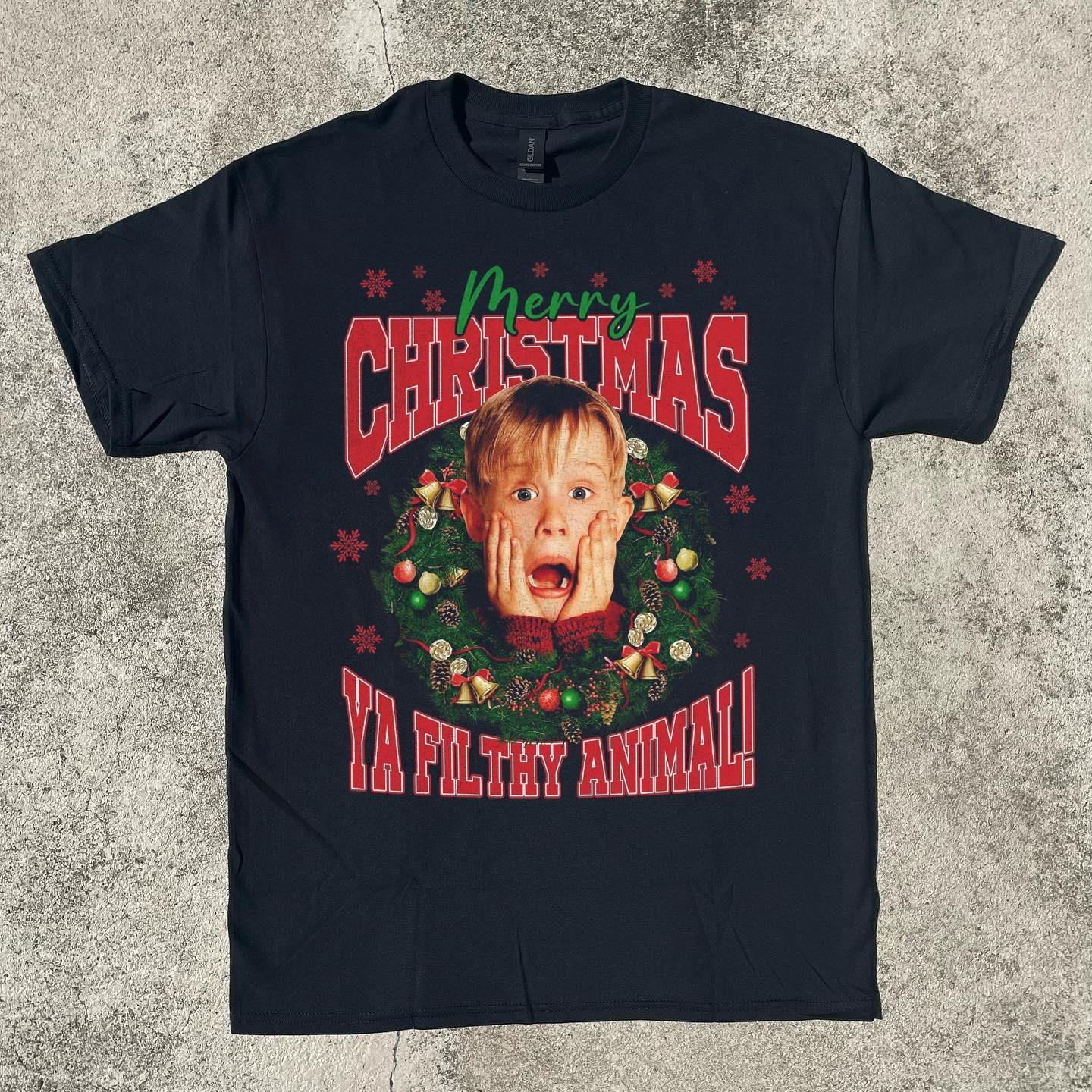 Home Alone Merry Christmas Ya Filthy Animal! Black Unisex T-shirt Size S-5XL M