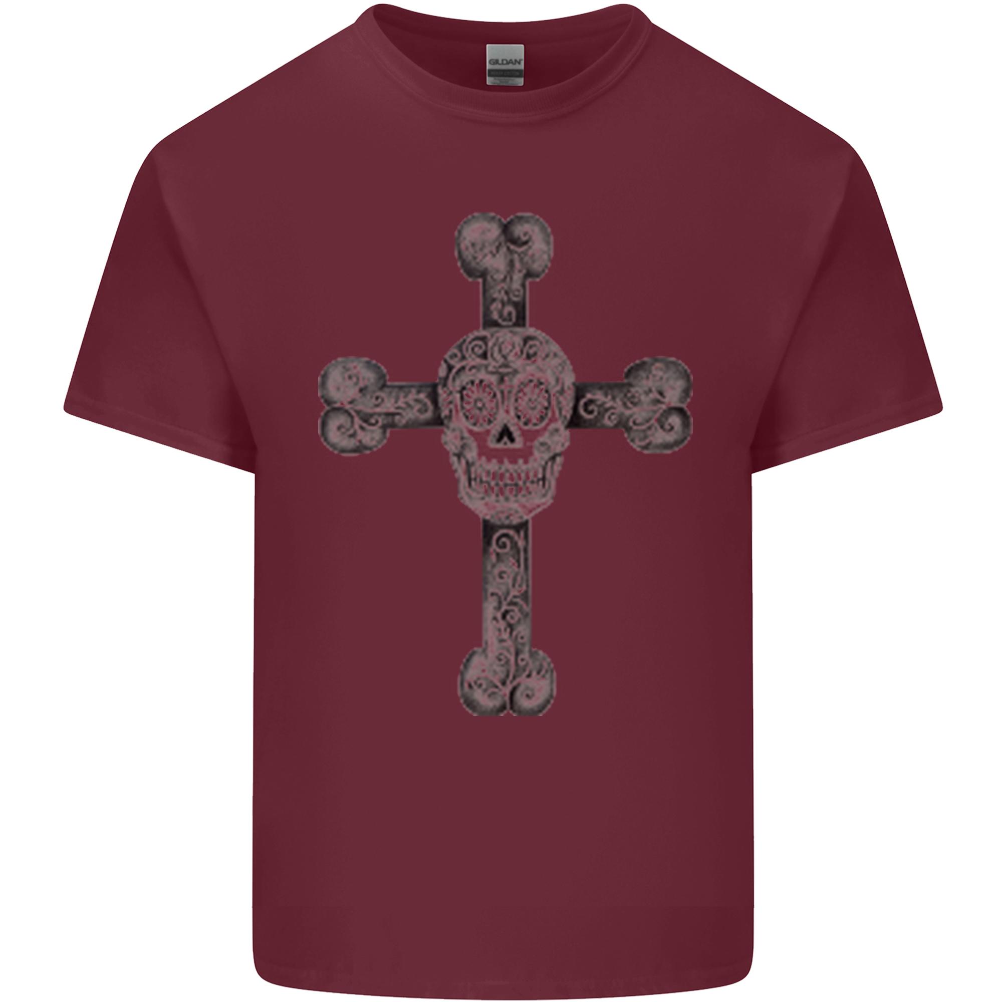 Day of the Dead Sugar Skull Cross Unisexs Light Cotton TShirt S