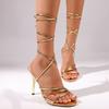Women'S Shoes Summer Cross Strap Sandals Height Increasing Fashion White Plus Size Sexy Round Head Strap Slim Heel High Heels