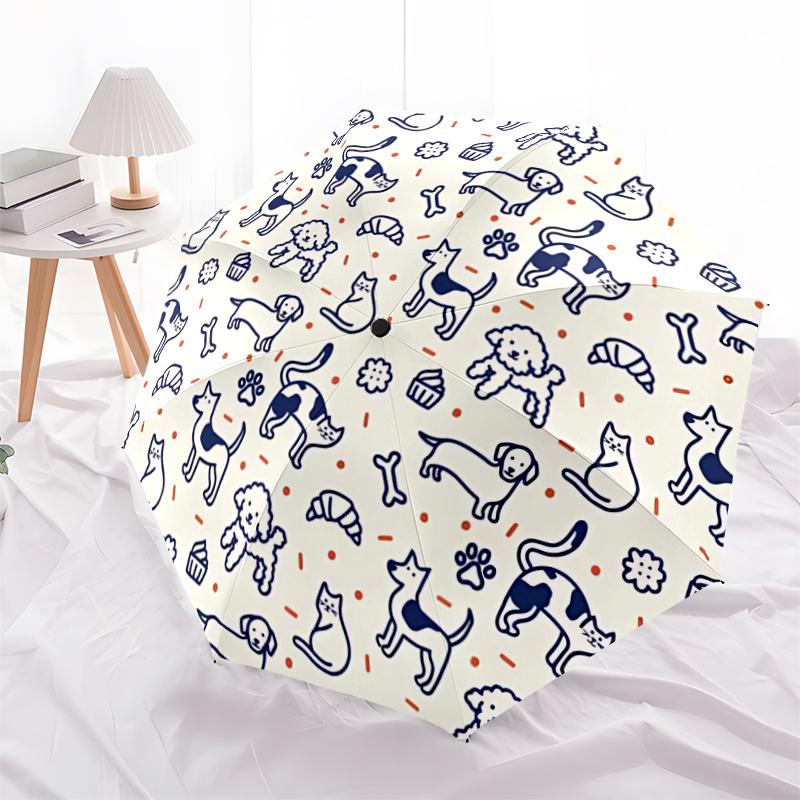 1pc Dogs and Cats Pattern Automatic Open/close Umbrella, 8-Rib sturdy structure, Portable Travel Umbrella, Parties, Everyday Use, Outdoor Accessory
