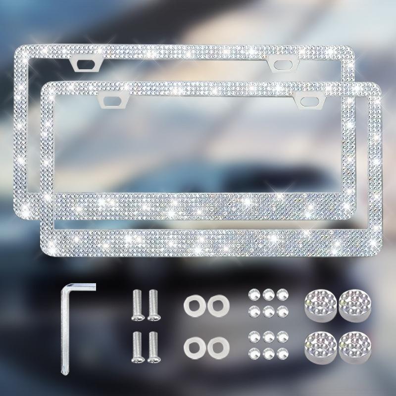 NEW 1/2PCS 31*16cm Bling Crystal License Plate Frame Women Rhinestone Car License Plate Frame Cover Holder Car Accessories