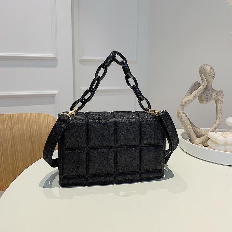 

Contemporary Crossbody Mini Bag Sleek Design With Sequins And Chain Strap Available In Black Gold Silver чёрный