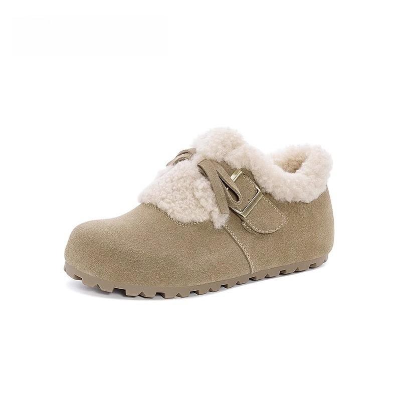 Women s Thick-Soled Cotton Boots Autumn/Winter Fleece-Lined Thickened Cotton Boots Slip-On Warm Snow Boots 35 хаки