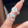 Xiaomi 925 Sterling Silver Rings For Women Geometric Fine Jewelry Finger Adjustable Blue Stone Ring For Party Birthday Gift