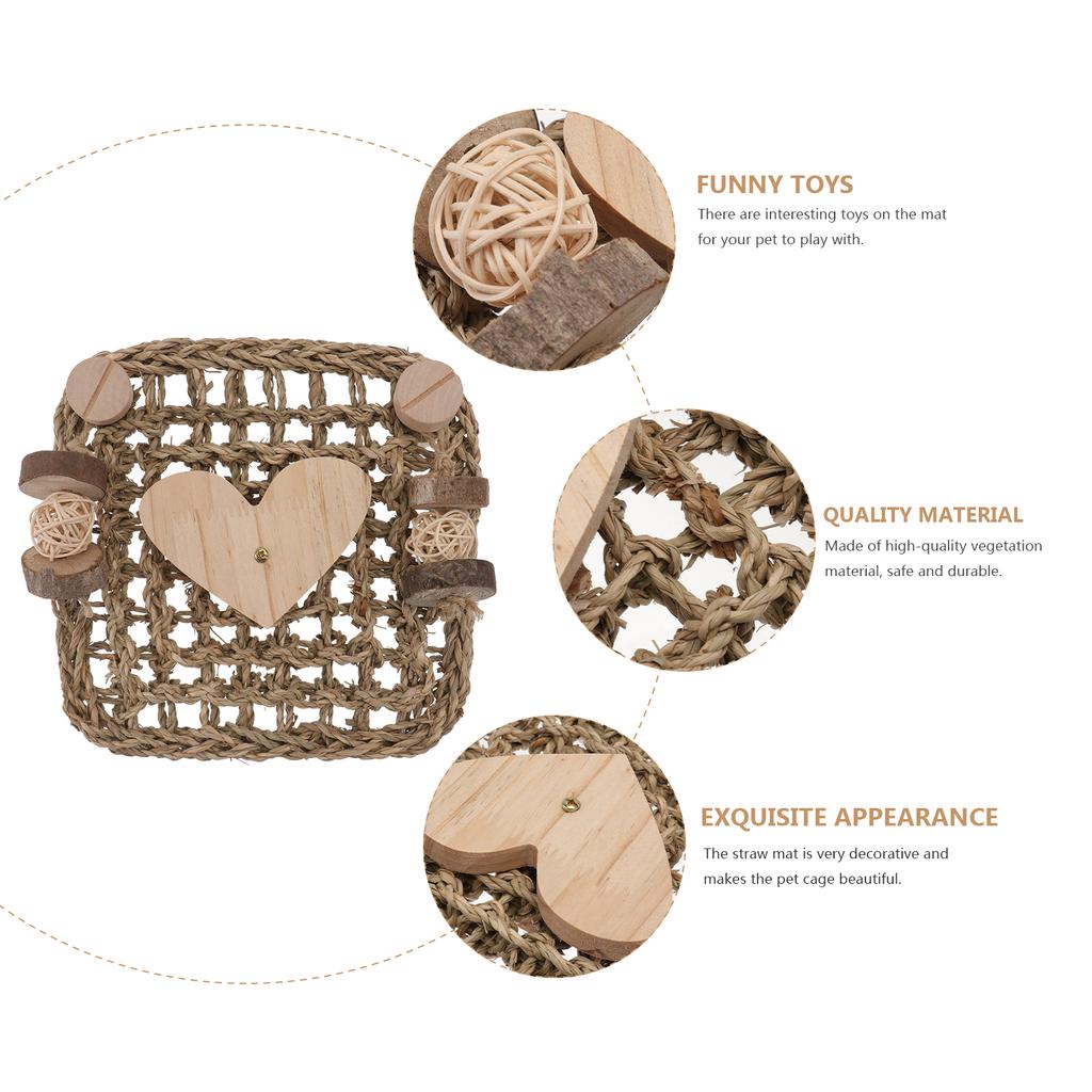 Kaninchenspielzeug Meerschweinchenspielzeug Haustierkäfig Grasmatte Hängematte Hase Naturkiefer Geflochtenes Bett Hamster