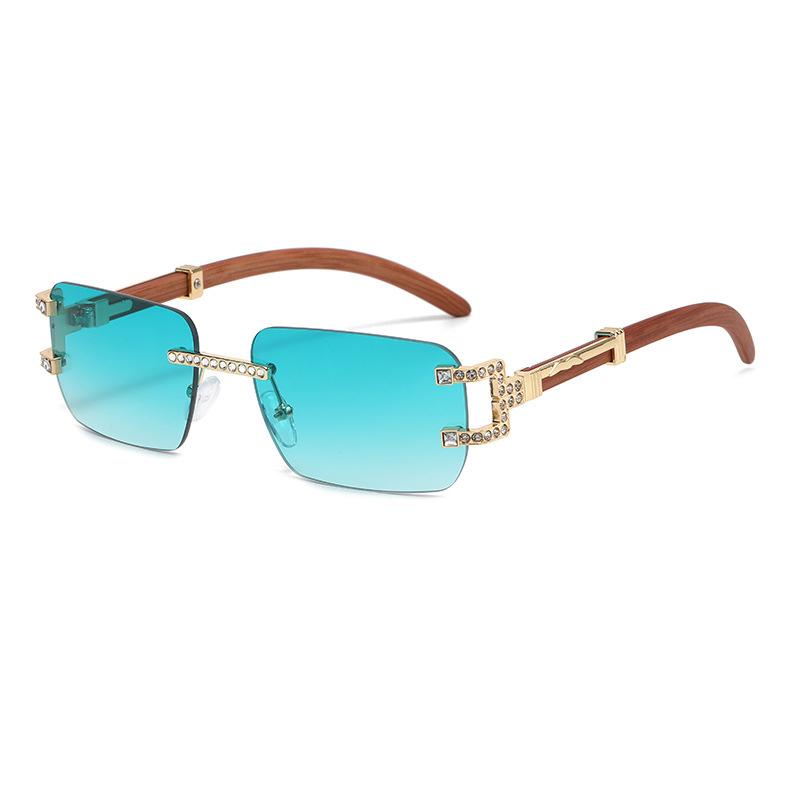 Y2K Vintage Luxury Designer Rimless Diamond Sunglasses Women Crystal Rhinestone Square UV400 Sun Glasses For Men