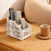 Rustic Wooden Desktop Storage Box for Office Supplies Small Items Smartphone Gray White