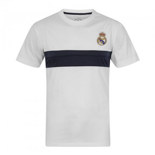 Real Madrid CF Mens Contrast Striped Polyester T-Shirt