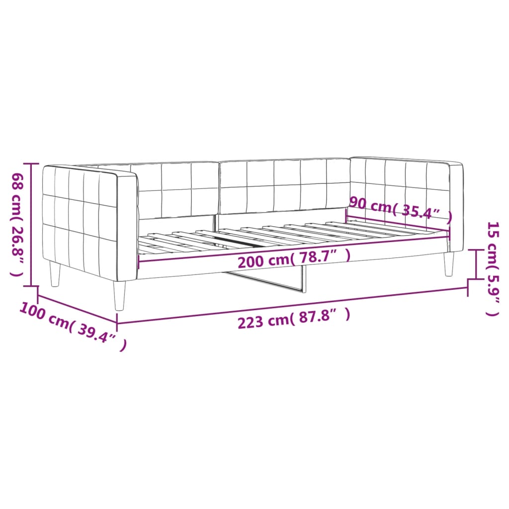 Vidaxl Sofa with Sleeping Function, Dark Grey, 90X200 Cm, Velvet