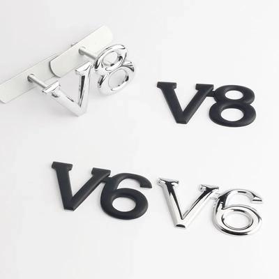 3D Metal V6 V8 Logo Car Front Hook Grille Emblem Badge Sticker Decals For Camry Land Cruiser Highlander Accessories
