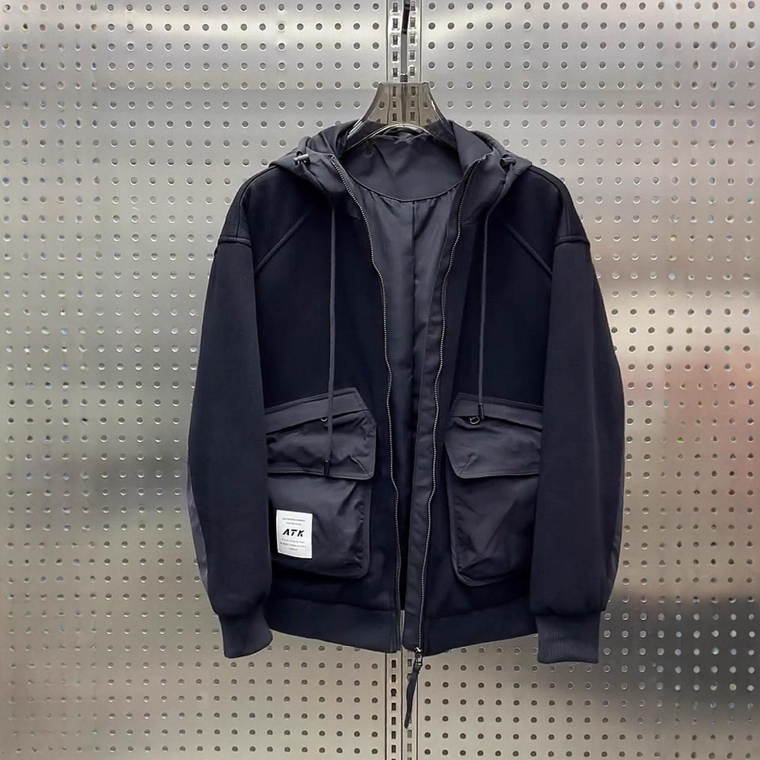 

Spring and Autumn New Hooded Jacket Fashion Men s Black Thickened Casual Loose Top Letters L