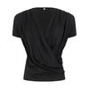 Sexy Deep V Neck Pleated Solid Short Sleeve T Shirt For Women