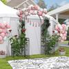 Metal Garden Arbor Arch with Double Doors, 2 Side Planter Baskets, Climbing Vine Frame, Black