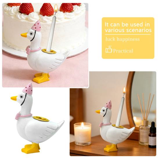 Gänsekuchen Kerzenhalter Mini Harz Gänsekuchen Topper Niedlicher Geburtstagsparty Kerzenständer für Kinder Babyparty Party Feier