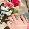 Canary Tourmaline Iris Gemstone Ring, Rich Woman'S Happiness, Plated With 18K Gold, Twilight Wheat Ear Zircon Ring.