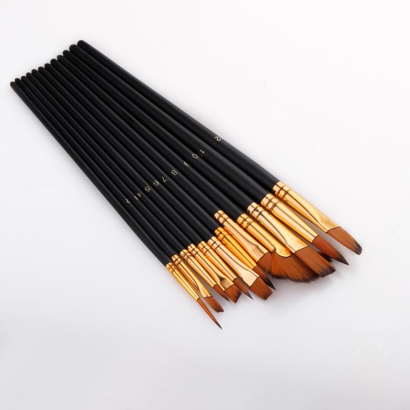 13-Piece Mixed Bristle Paintbrush Set with Bag & Palette for Oil, Watercolor & Acrylic