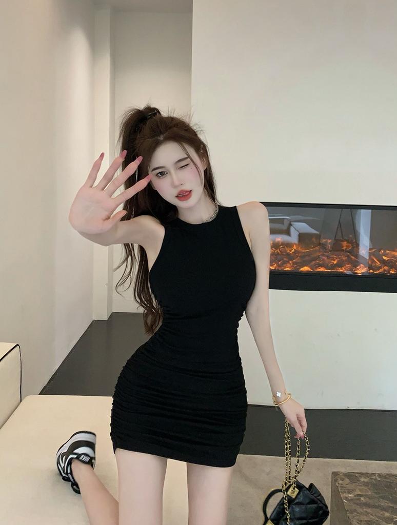 Pure Desire Hottie Sexy Tight Dress Women's Summer 2026 New Korean Version Fashion Threaded Elastic Hip Skirt