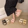 Slippers Women's 2025 New Summer Wear Fashion Flat Bottom One Word Cool Slippers with Skirt Stepping On Shit Soft Bottom Explosion