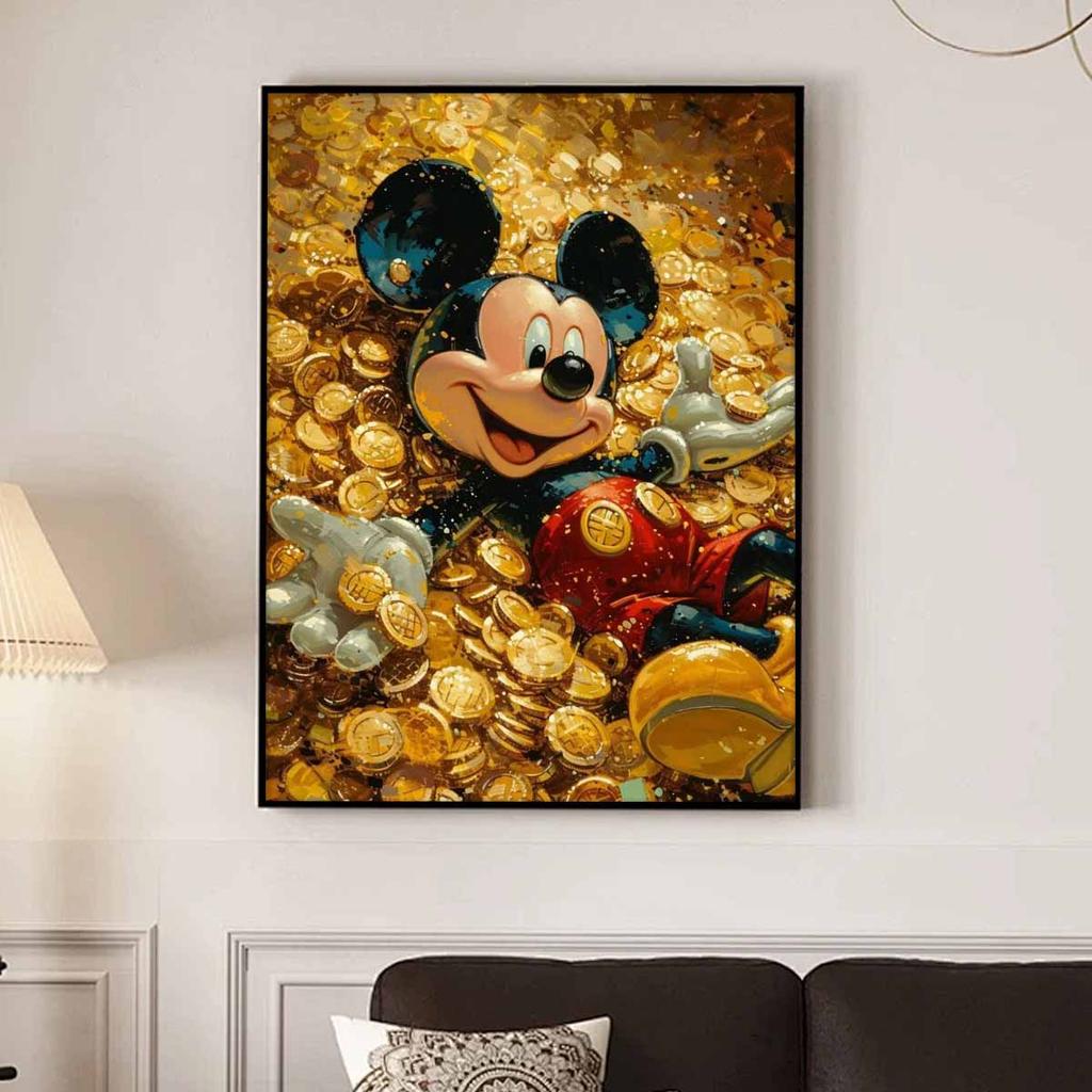 5D Diy Diamond Painting Mickey In The Pile of Gold Coins Full Drill Rhinestones Mosaic Embroidery Handmade Products Home Decor Gift