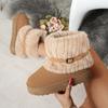 2026 Winter Women Snow Boots Plush Warm Anti Slip Comfortable Ankle Boots Fluffy Round Toe Platform Buckle Woman Cotton Boots