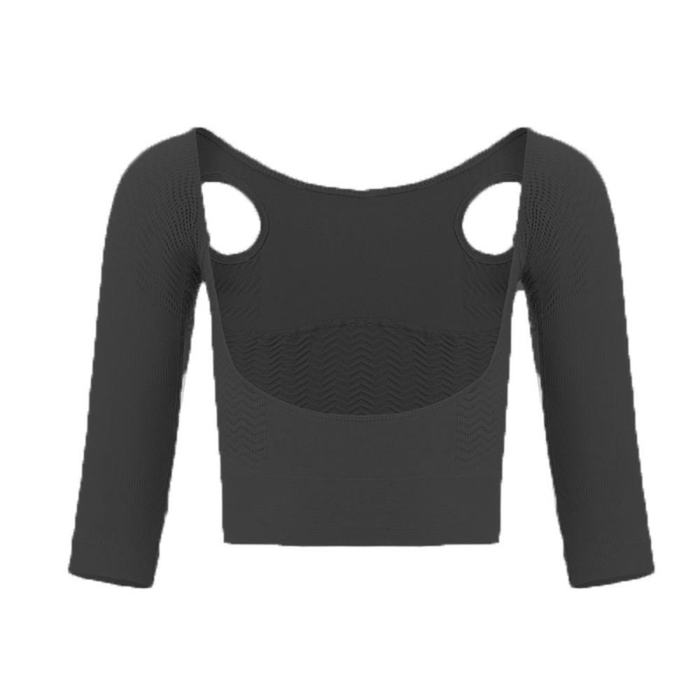 

Нижнее белье для коррекции фигуры, тонкие руки, женский корсетный топ, утягивающий шейпер, для бега L чёрный