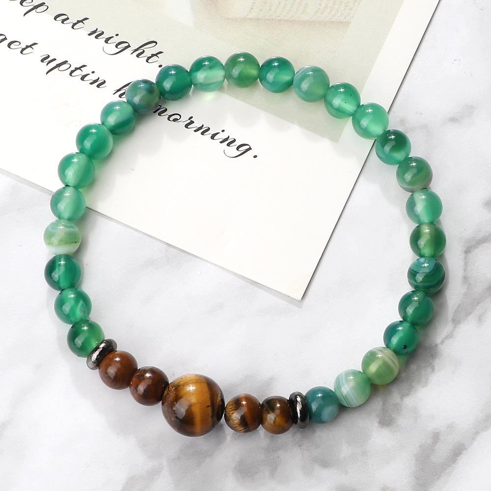 Tiger Eye Striped Agate Bracelet: Men's European Handcrafted Beaded Ornament.
