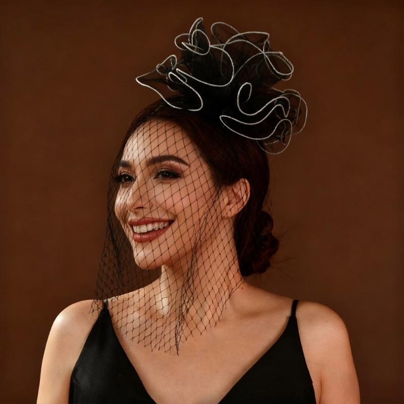 Flower Veil Headwear Fascinator Hat Styling Accessory For Women Elegant Lace Headpiece for Wedding Party Dance Event
