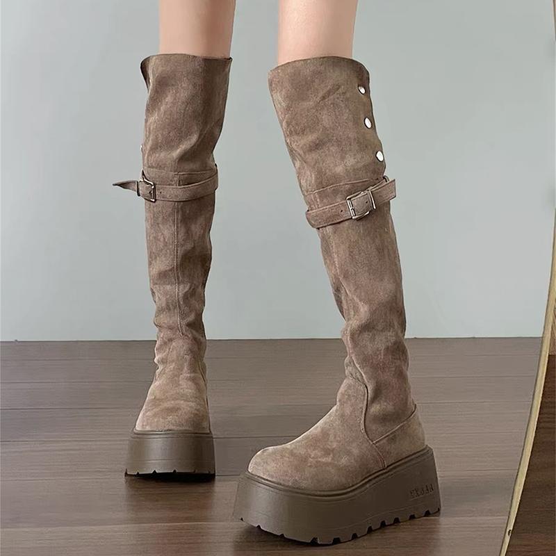 Fashion Winter Suede Woman Over the Knee Boots Fashion Platform Thick Bottom Shoes Thigh High Long Booties