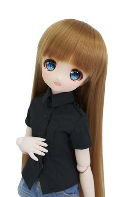 Košile kompatibilní s MDD MSD s nárameníky, kterou lze nosit k různým outfitům Krátký rukáv černá hladká 40cm panenka BJD oblečení pro panenky [Petite Marie]