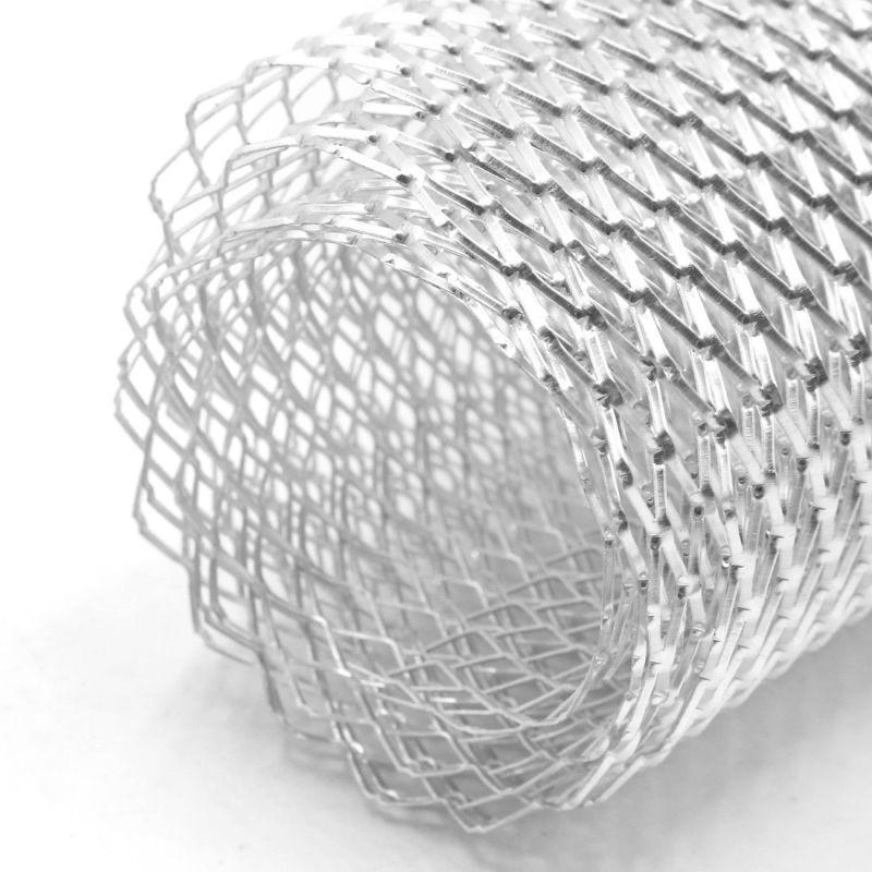 Auto Silber/Schwarz Aluminiumlegierung Frontstoßstange Rhombus Gitter Maschenblech (8x16mm)