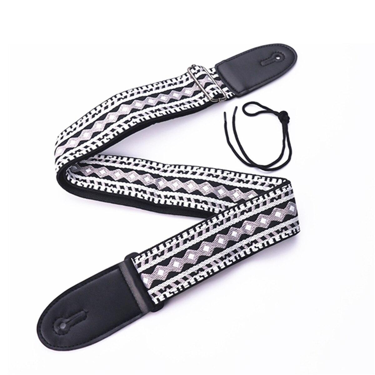 Embroidered Print Guitar Strap Vintage Ethnic Style Adjustable Strap for Folk Electric Guitar Bass Ukulele Guitar Accessories