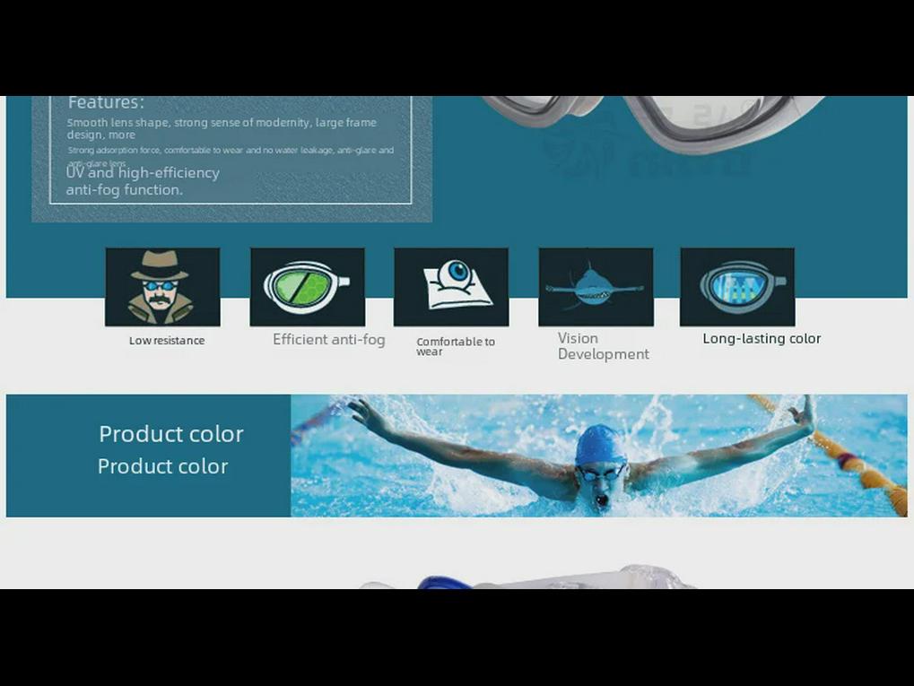 Plavecké brýle proti zamlžování s vysokým rozlišením pro krátkozraké dospělé - Ochrana očí pro muže a ženy