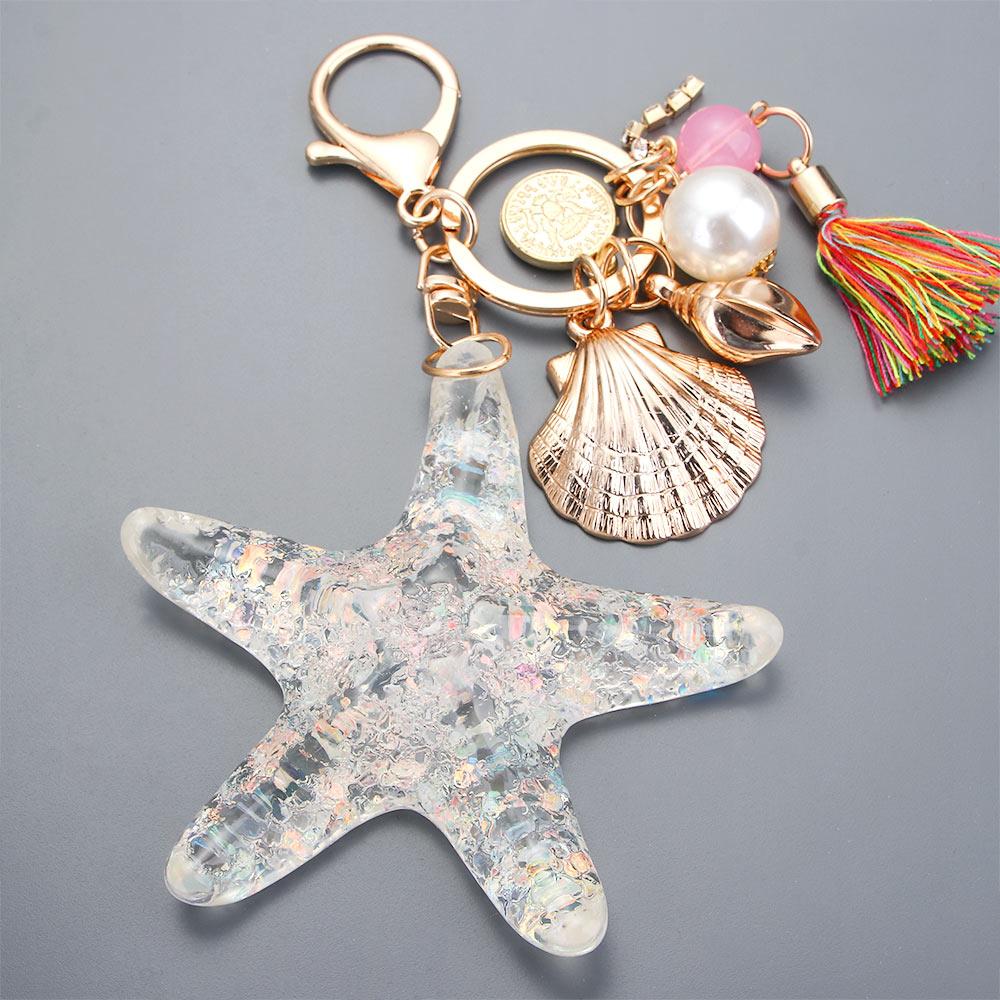 Женские аксессуары Кристальная ракушка Морская звезда Жемчуг Брелок Ракушка Брелок Морская звезда Брелки прозрачный