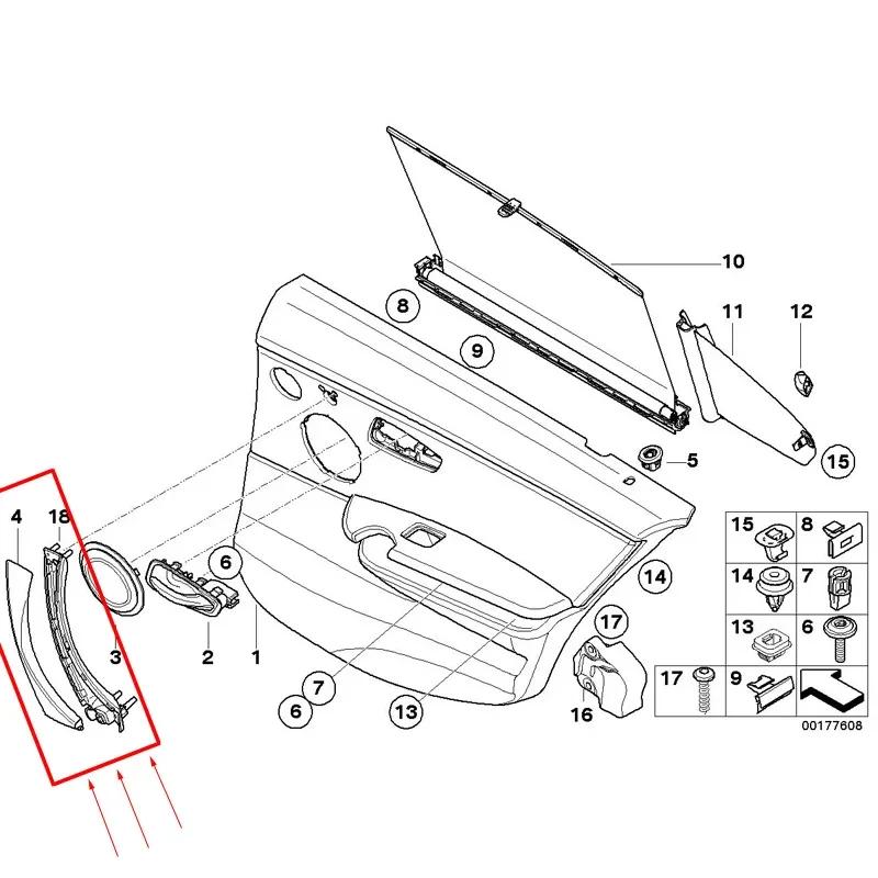 Wewnętrzny uchwyt samochodowy Panel drzwi wewnętrznych osłona wykończeniowa do naciągania czarny lewy prawy dla BMW serii 3 E90 E91 316 318 320 325 328