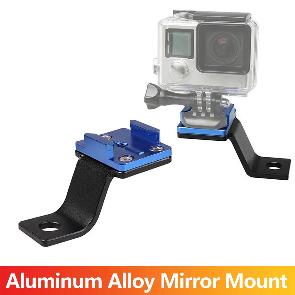 CNC Aluminum Motorcycle Mirror Mount for GoPro Insta360 DJI SJCAM AKASO Action Camera Rearview Bracket Holder 1/4 Thread Hole