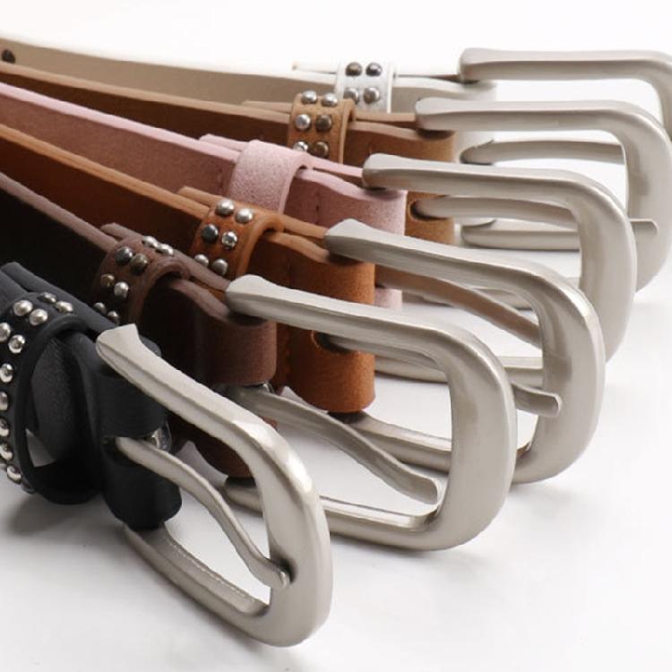Rocker Fashion Adjustable Women's Belt With Metal Rivets Detail Soft PU Leather Strap For Multiple Occasion