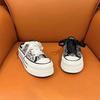 New Chinese espadrilles national tide wind lace-up thick baseplate shoes 2025 new casual women's shoes wear one pedal and half drag