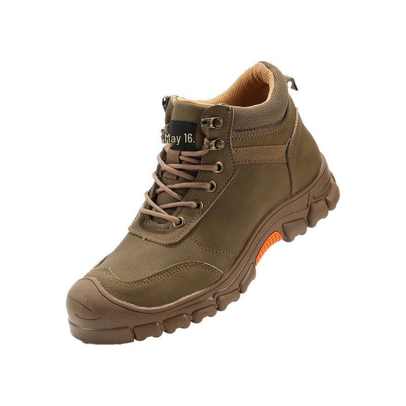 Men's Waterproof High-Top Protective Work Shoes - Anti-Smash, Anti-Puncture, Insulated, and Anti-Scald for Construction and Welding.