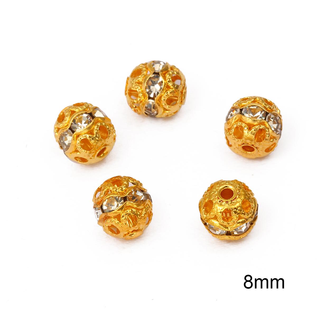 

20 шт. металлические латунные филигранные бусины полые стразы шариковые бусины «сделай сам» бусины для изготовления ювелирных изделий 8mm 20pcs