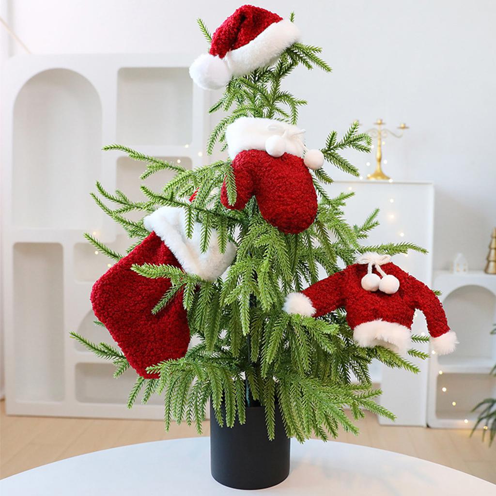 Hanging Stocking Socks, Santa Hat and Tree Ornaments Set, Festive Hanging Set for Holiday Display