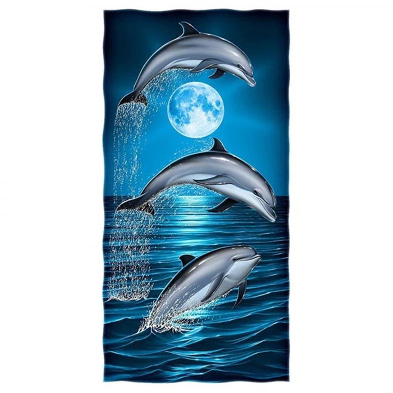 Ocean Animals Cotton Bath Towels 3D Dolphin Shark Turtle Whale Beach Towel Microfiber Home Textile Face Hair Hand Towel