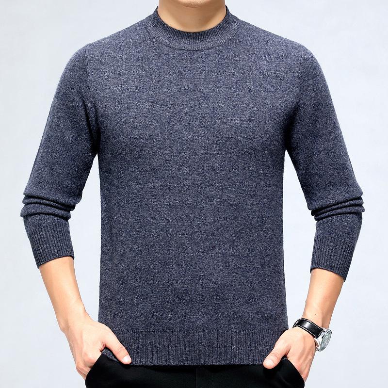 Herren Business Casual dicker Kaschmirpullover - Neuer Stil, Halbhoher Rundhalsausschnitt, 100% Reines Kaschmir, Hochwertige Basisschicht