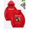 Wrench‑critter Men Hoodie Front Bold Red‑white Chest Text Print, Back Cartoon Squirrel with Wrench Graphic Pullover for Trendy Daily Street Outfits