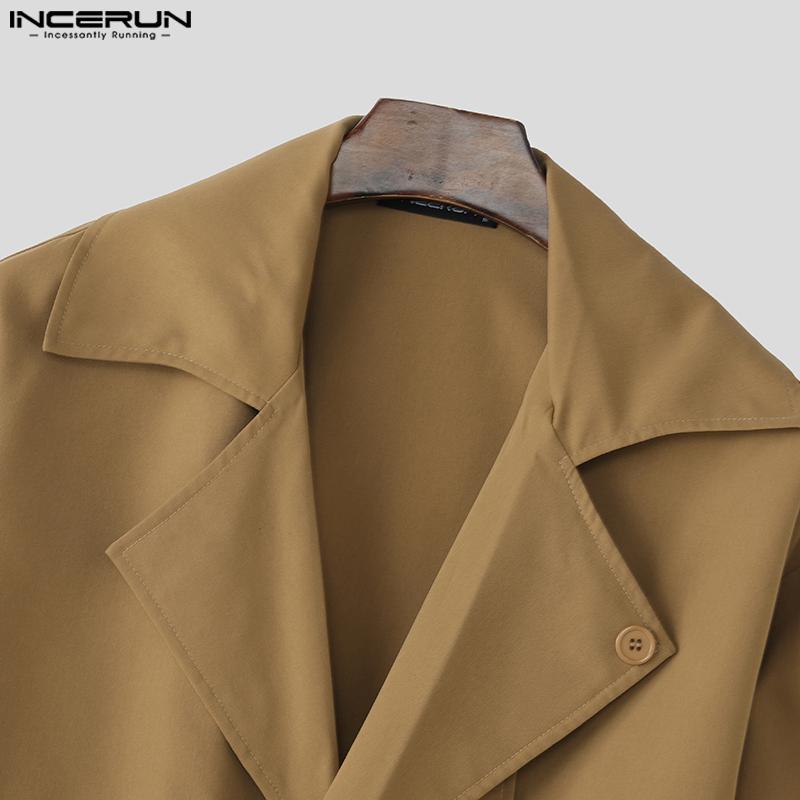 INCERUN Oversized Mens Lapel Neck Long Sleeve Button Down Casual Shirts