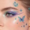Waterproof Glitter Butterfly Face Tattoo Realistic Face Temporary Tattoo  for Parties Concerts
