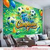 1pc 2D Flat Soccer Theme Birthday Backdrop Banner Colorful Party Decorative Banner Garden Patio Indoor Outdoor Celebration Decor Birthday